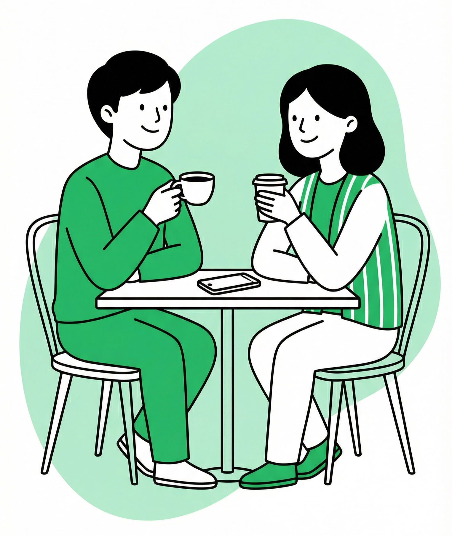 Two friends connecting over coffee